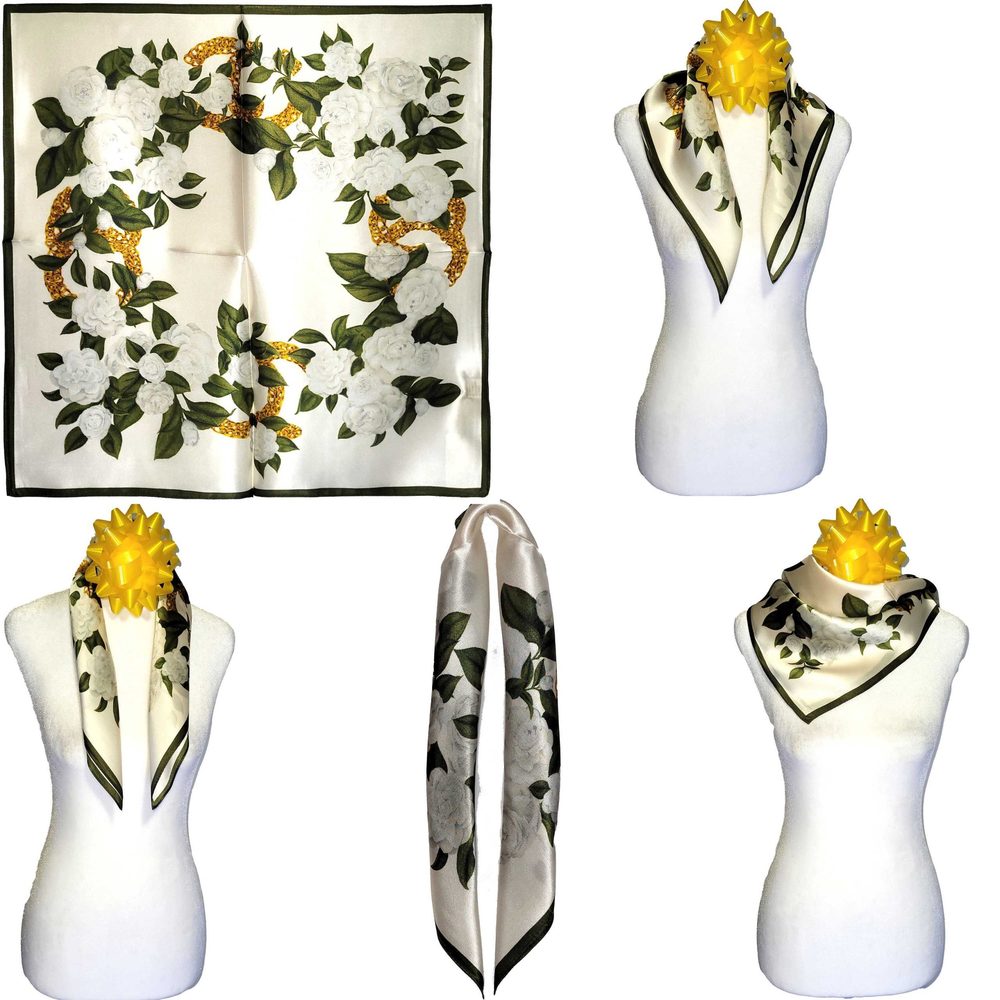 NWT Genuine 100% Mulberry Silk Satin Scarf 21"x21" Small Square Shawl 54611
